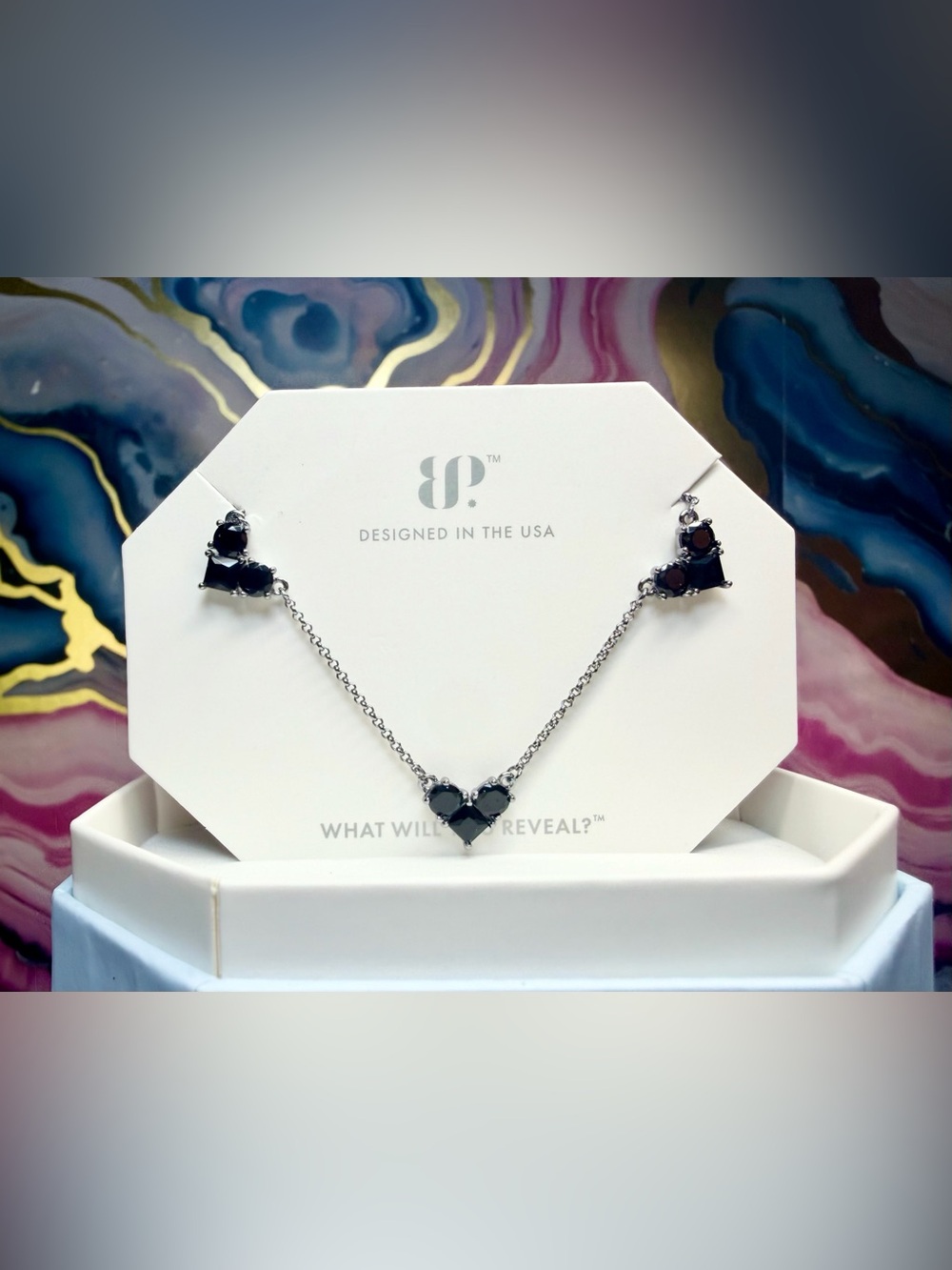 Bomb Party New OG Necklace “Sweet Repeat” Black Onyx on Hematite- NK56066